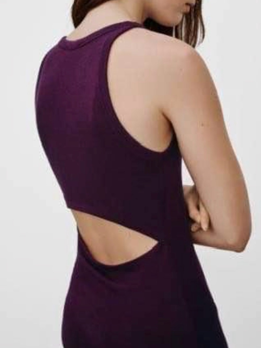 Wilfred (Aritzia) Deep Plum Midi Dress with Back Cutout